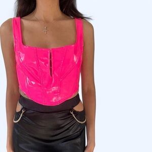 💖🔥 Hot Pink Vinyl Corset Top 🔥💖